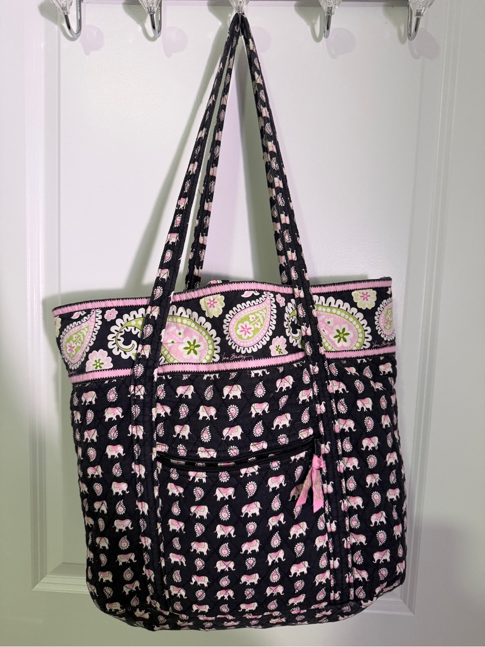 Vera Bradley Quilted Black & Pink Paisley Tote Bag